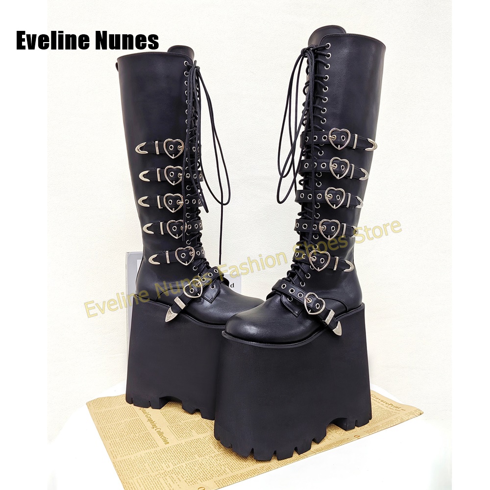 Street Fashion Y2K - Y2K Gotik Lolita Uzun Platform Çizmeler