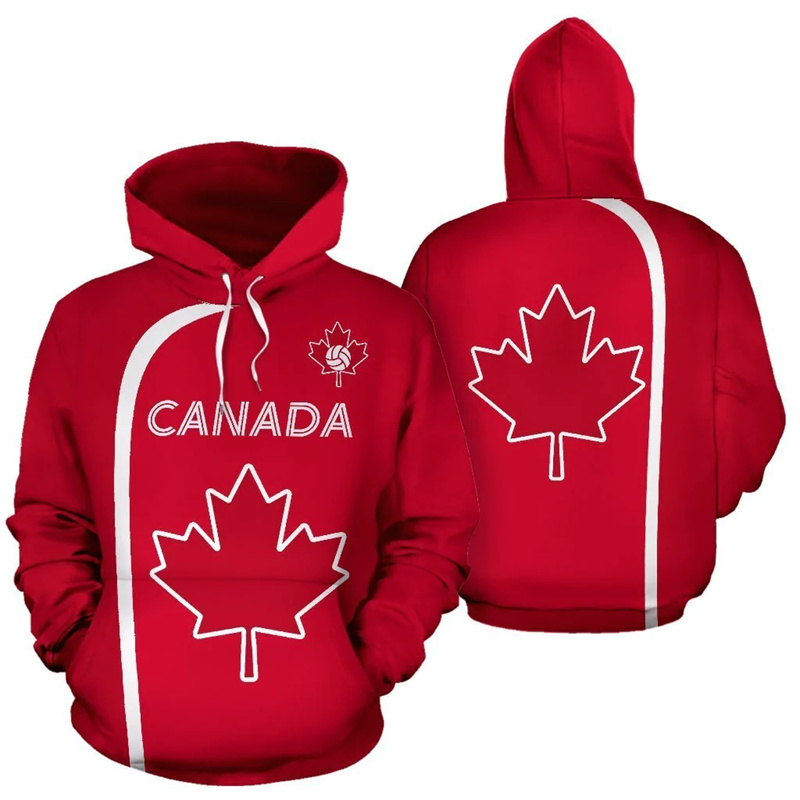 Street Fashion Canada - Kanada Hoodie Maple Leaf 3d baskılı