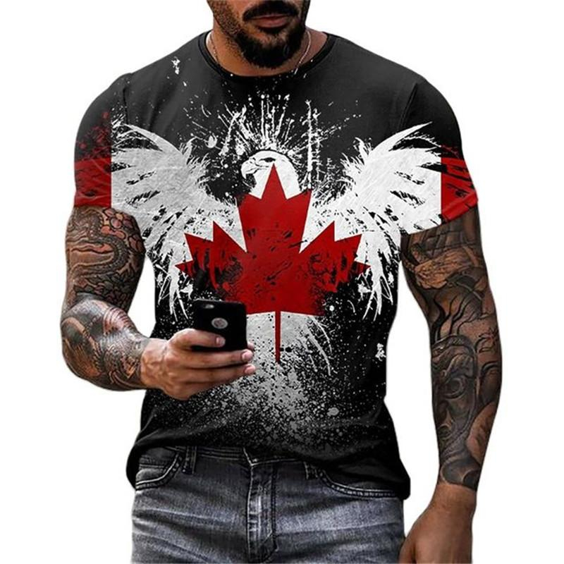 Retro Kanada Bayrağı T-shirt 3 - Street Fashion Canada incelemesi ve fiyatı