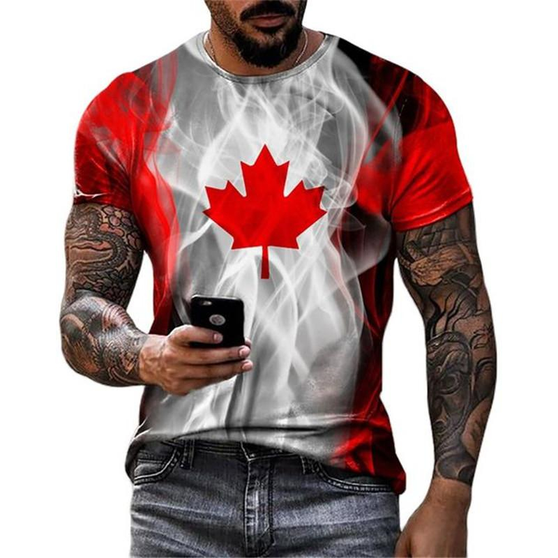 Retro Kanada Bayrağı T-shirt 3 - Street Fashion Canada incelemesi ve fiyatı