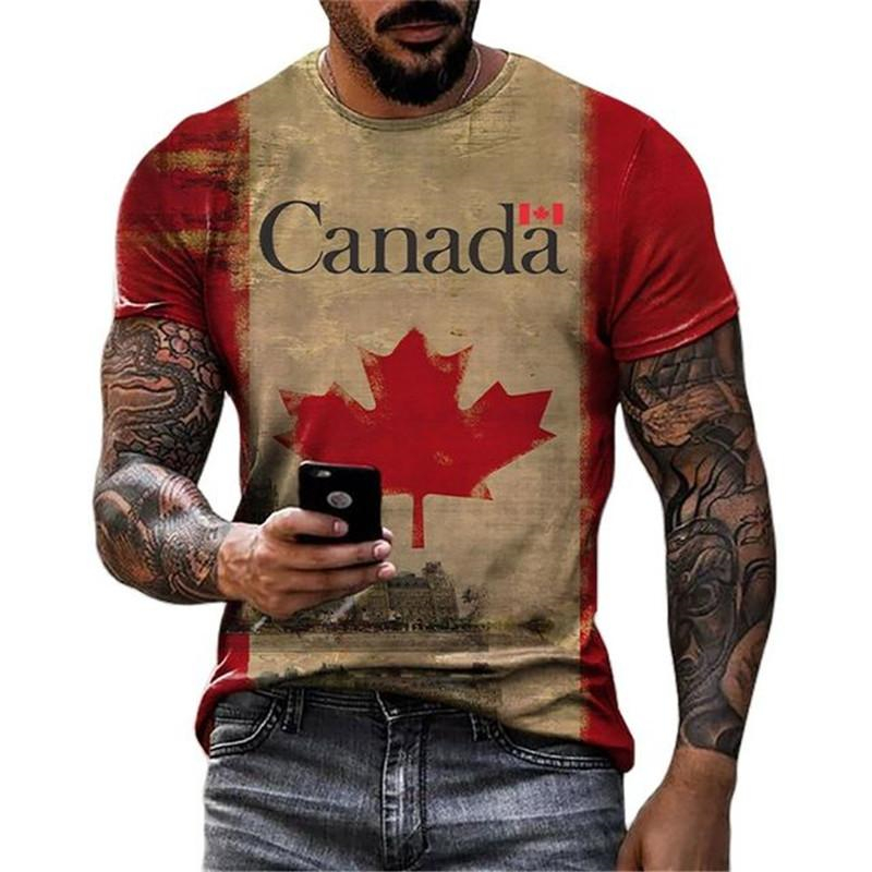 Retro Kanada Bayrağı T-shirt 3 - Street Fashion Canada incelemesi ve fiyatı