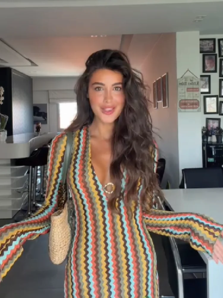 Örgü Elbise Çok renkli Zikzak  - Fashion Street Night incelemesi ve fiyatı